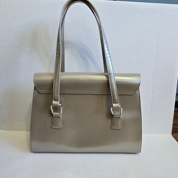 Beijo by Susan Handley Patent Satchel Shoulder Bag Champagne Taupe NWT $110.00 - Picture 8 of 12